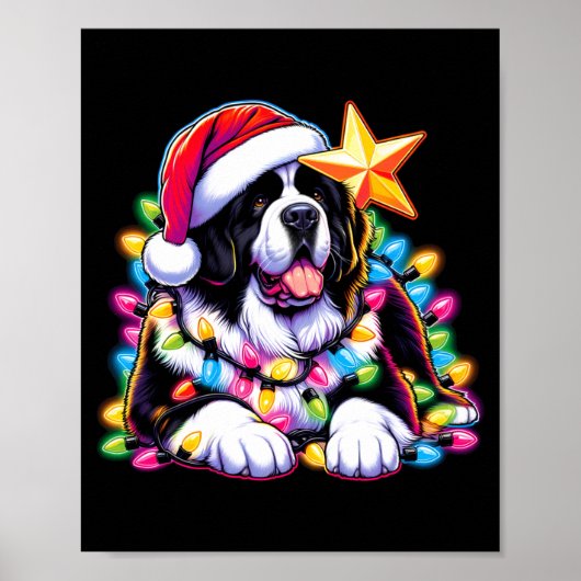 Poster Xmas Landseer Newfoundland Dog Tangled Christmas L (Devant)
