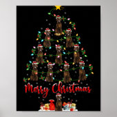 Poster Xmas Lights Santa Irish Setter Dog Christmas Tree (Devant)