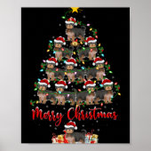 Poster Xmas Lights Santa Yorkshire Terrier Dog Christmas (Devant)