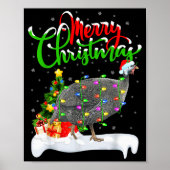 Poster Xmas Lights Tree Santa Guinea Fowl Bird Merry Chri (Devant)