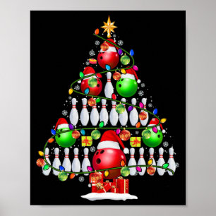 Poster Xmas Tree Bowling Xmas Lights Père Noël Bowling Ba