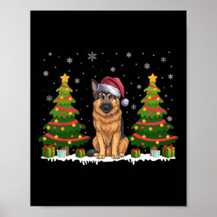 Poster Xmas Tree illuminent le berger allemand Chien Père