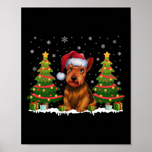 Poster Xmas Tree Light Scottish Terrier Chien Père Noël C (Devant)