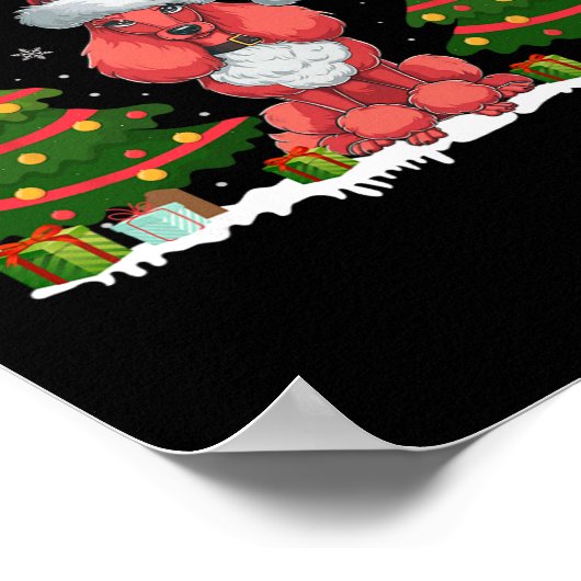 Poster Xmas Tree Lights Poodé Chien Santa Hat Noël Sw (Coin)