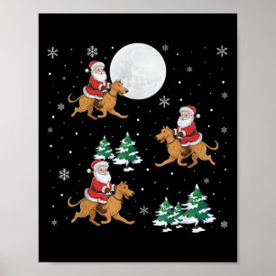 Poster Xmas Tree Père Noël équitation Irlandais Wolfhound