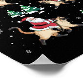 Poster Xmas Tree Père Noël équitation Siamese Chat drôle (Coin)
