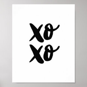 Poster XO XO Jour des Valentines modernes. Noir et blanc