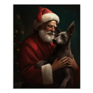 Poster Xoloitzcuintli avec Noël Festif du Père Noël