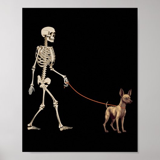 Poster Xoloitzcuintli Xolo squelette de chien drôle march (Devant)