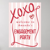 Poster XOXO Hand Drawn Pink Engagement Party Welcome (Devant)