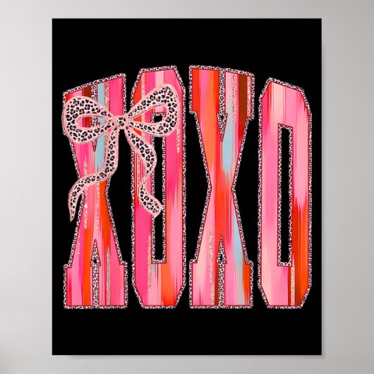 Poster Xoxo Leopard Bow Funny Valentine's Day Coquette Nk (Devant)