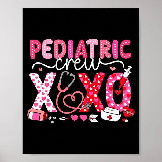 Poster Xoxo Nurse Pediatric Crew Nurse Valentine Leopard  (Devant)