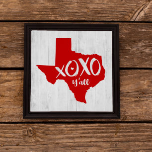 Poster XOXO, Y'all - Forme d'état du Texas rouge