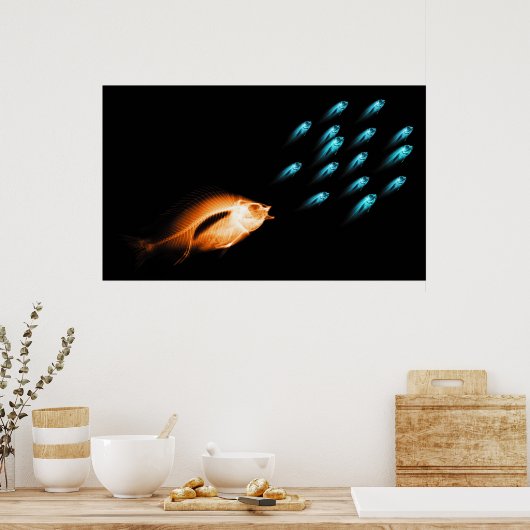POSTER XRAY FISH CHASE ORIGINAL NOIR (Cuisine)