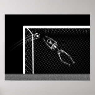 POSTER XRAY SKELETON SOCCER GOALIE WHITE NOIR