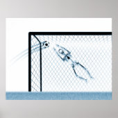 POSTER XRAY SKELETON SOCCER GOALIE WHUE BLUE (Devant)