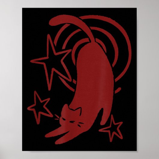 Poster Y2K 90s Mignon Tomcat Endormi S'étirant Sous (Devant)