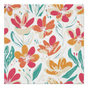 Poster Y2K Bold Fleur sauvage Nostalgale vibrante Art du 