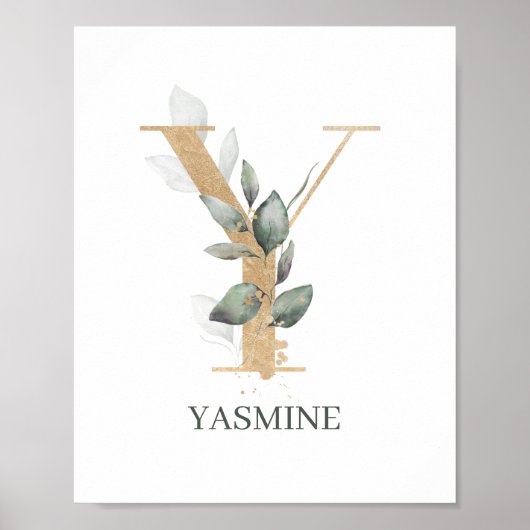 Poster Y Monogramme Floral Personnalisé (Devant)