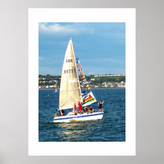 Poster Yacht avec drapeaux Jersey (Devant)
