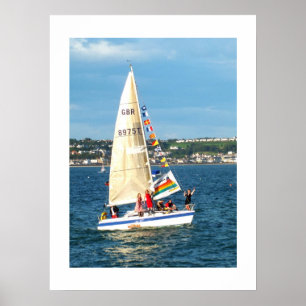 Poster Yacht avec drapeaux Jersey
