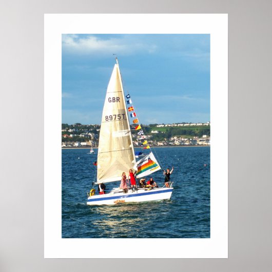 Poster Yacht avec drapeaux Jersey (Devant)
