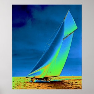 Poster Yacht Columbia 1901 Colorisé