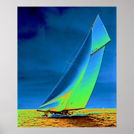 Poster Yacht Columbia 1901 Colorisé (Devant)