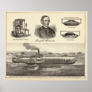 Poster Yacht de vapeur de fer ondulé