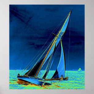 Poster Yacht "shamrock" dans le port 1895 de New York