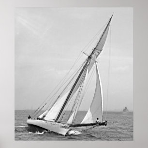 Poster Yacht "shamrock" dans le port de New York BW 1895