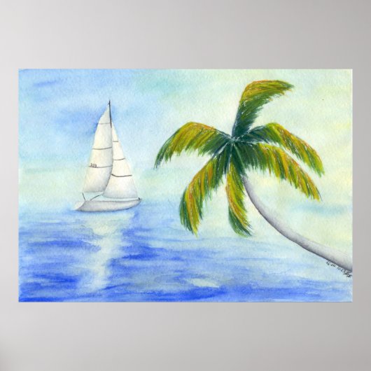 Poster Yacht sur la mer Palma (Devant)