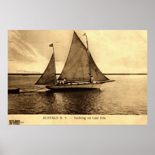 Poster Yachting on Lake Erie, Buffalo NY 1909 vintage (Devant)