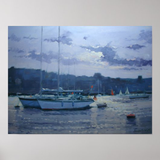 Poster yachts amarrés en fin d'après-midi (Devant)