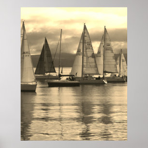 Poster Yachts dans la baie de Rothesay, en Écosse.