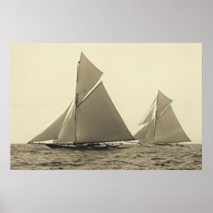 Poster Yachts Valkyrie II et la course de Vigilant pour l