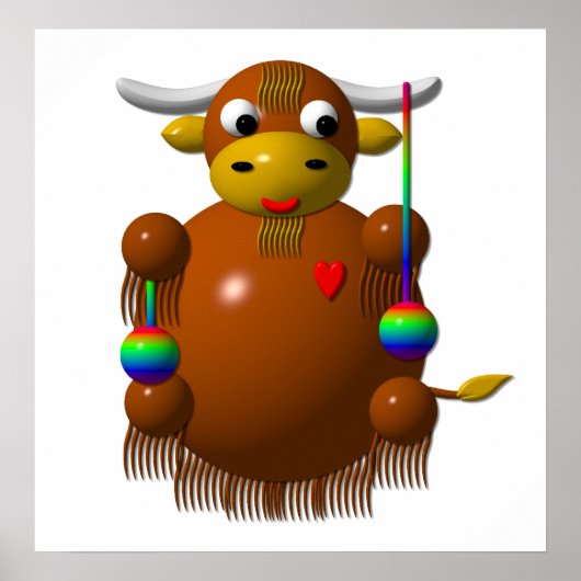 Poster Yak jouer avec Yo-Yos (Devant)