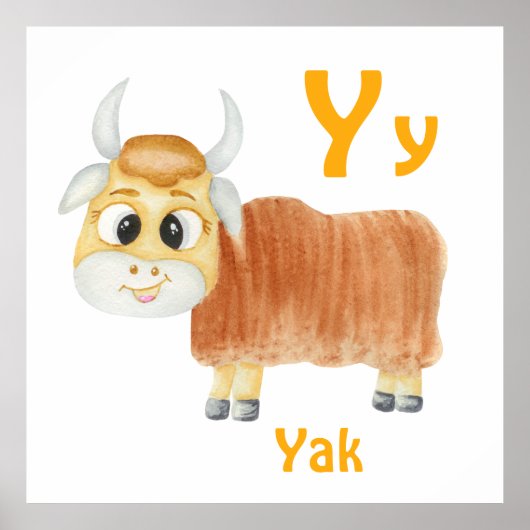 Poster Yak personnaliser ABC : Lettre Y - Ajouter votre n (Devant)