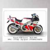 Poster Yamaha FZR Genesis Motorcycle - Format A3 (Devant)