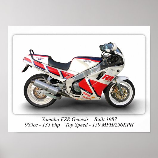 Poster Yamaha FZR Genesis Motorcycle - Format A3 (Devant)