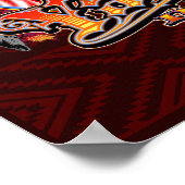 Poster Yaqui Deer Dancer Art imprimé sur rouge profond 2 (Coin)