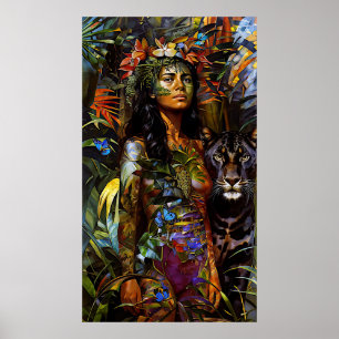 Poster "Yaraquim" Jaguar Blossom - Femmes En Amazonie