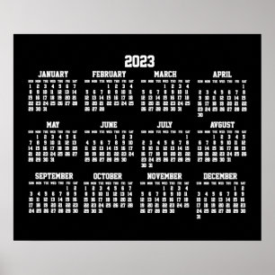 Poster Yarly Black Calendar 2023