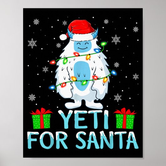 Poster Yati For Santa Xmas Lights Yeti Christmas  (Devant)