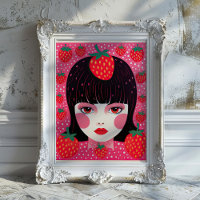 Yayoi Kusama Fraise Girl Mur Art Imprimer