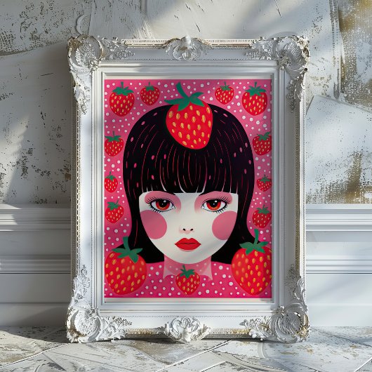 Poster Yayoi Kusama Fraise Girl Mur Art Imprimer