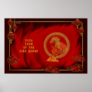 Poster Year of the Fire Horse , Happy Lunar New Year