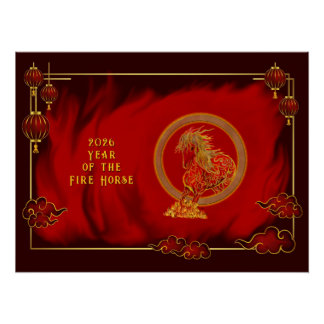 Poster Year of the Fire Horse , Happy Lunar New Year