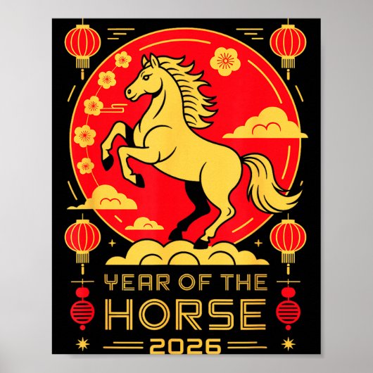 Poster Year Of The Horse – Chinese Zodiac New Year 2026 (Devant)