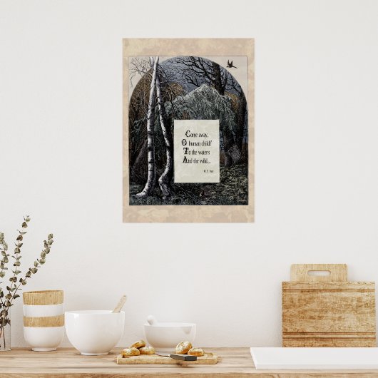 Poster Yeats "L'enfant volé" Poème d'art victorien 20x28 (Cuisine)